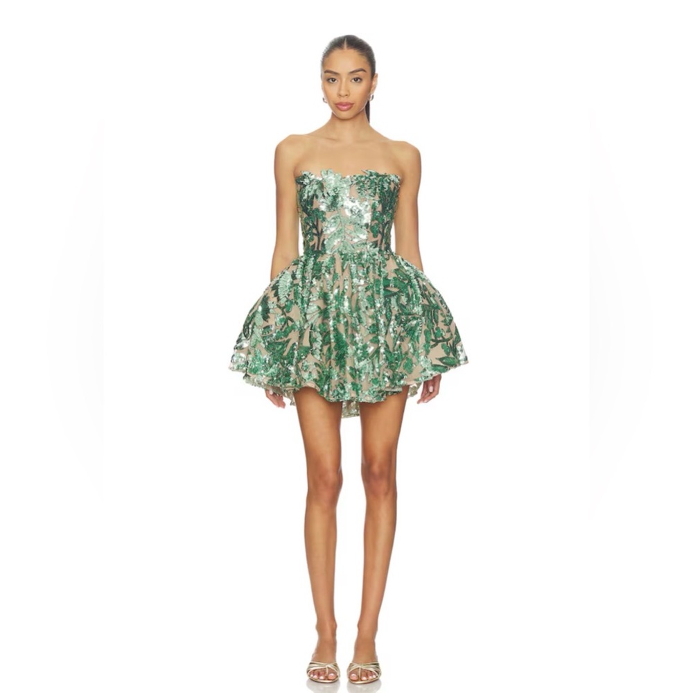 NWOT BRONX AND BANCO Chloe Teal Strapless Sequin Mini Dress, wedding guest dress